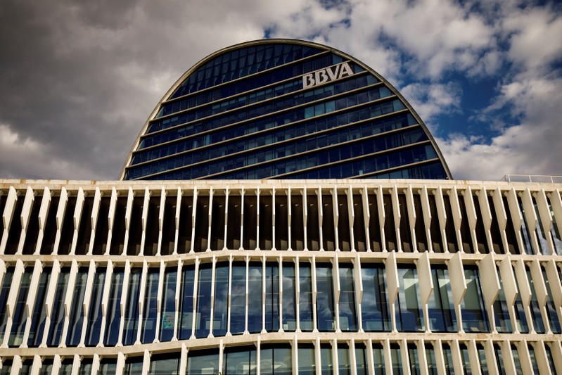 FILE PHOTO: The headquarters of the Spanish bank BBVA in Madrid