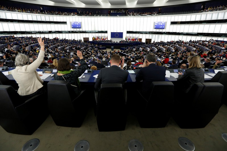 Members of the European Parliament take part in a voting session in Strasbourg