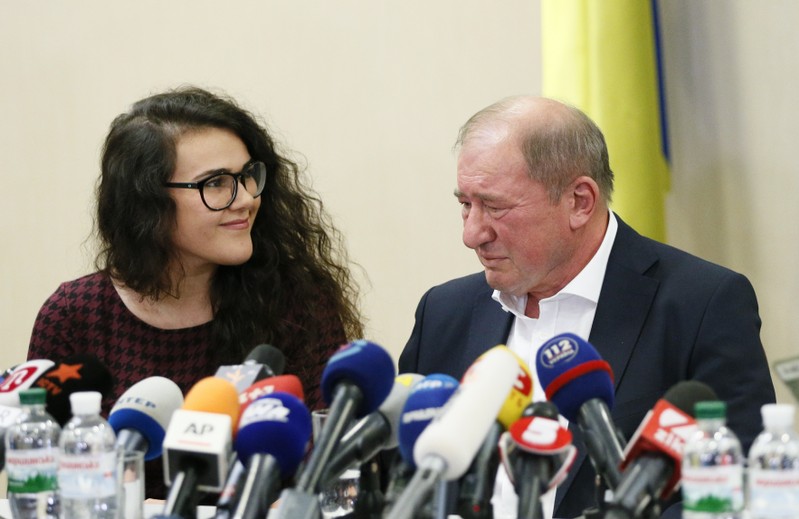 Crimean Tatar prominent activist Umerov attends a welcoming ceremony at Boryspil International Airport outside Kiev