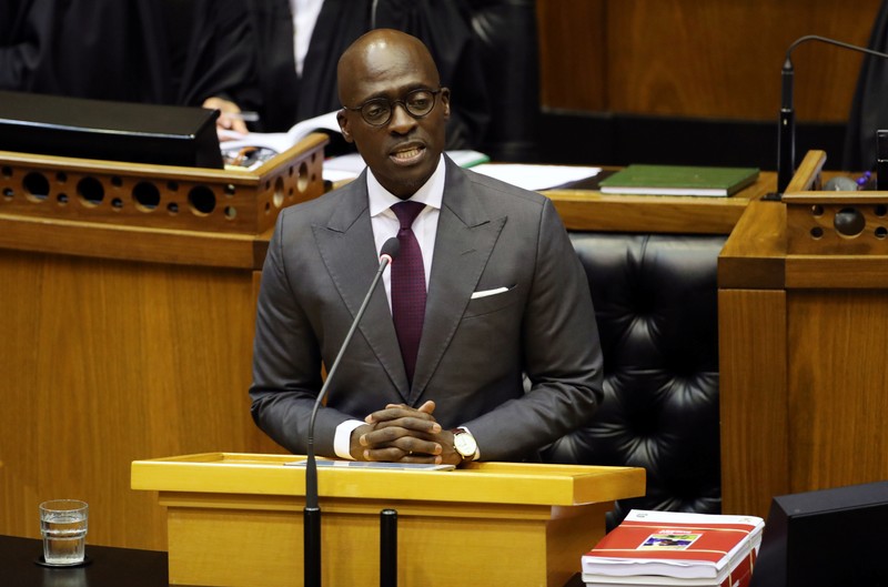 FILE PHOTO - Finance Minister Malusi Gigaba delivers his budget address at Parliament in Cape Town