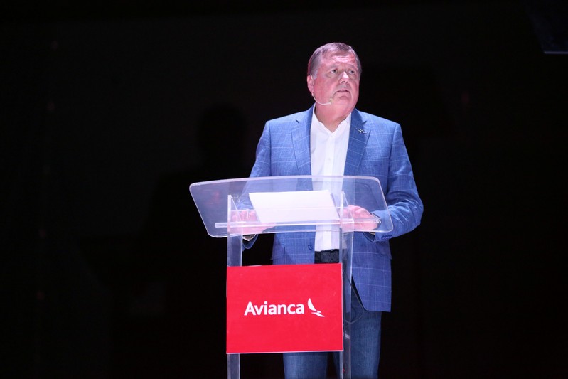 FILE PHOTO - Hernan Rincon, executive president and CEO of AVIANCA Holdings S.A., speaks during a news conference at Monsignor Oscar Arnulfo Romero International Airport in San Luis Talpa