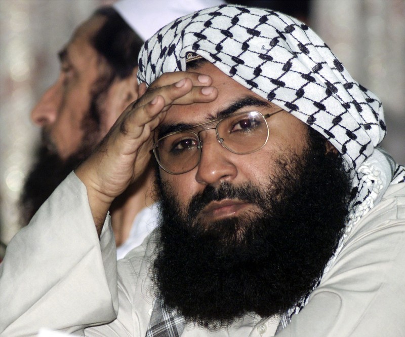 Maulana Masood Azhar, head of Pakistan's militant Jaish-e-Mohammad party, attends a pro-Taliban conf..