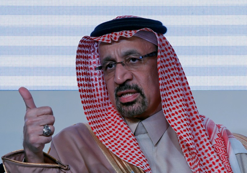 FILE PHOTO: Saudi Arabia's Energy Minister Khalid al-Falih speaks during the Saudi-India Forum in New Delhi