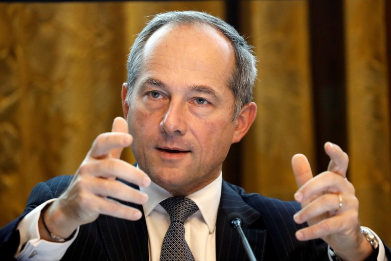 Frederic Oudea, CEO of French bank Societe Generale, attends a news conference to present the bank's 2017 annual results in Paris