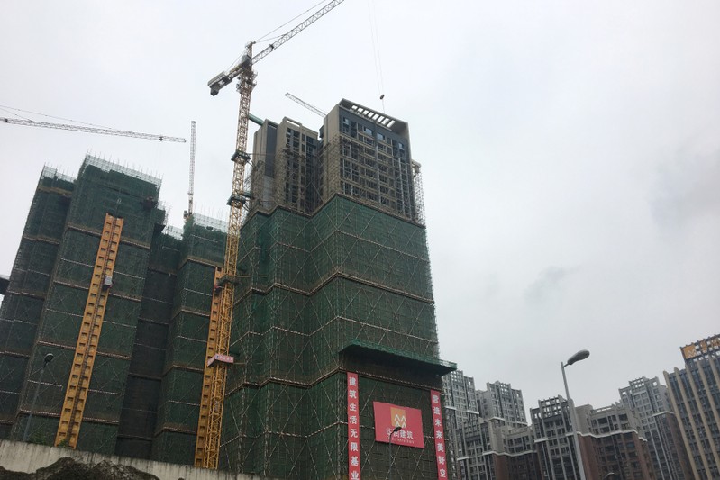 Buildings under construction are pictured in Chengdu