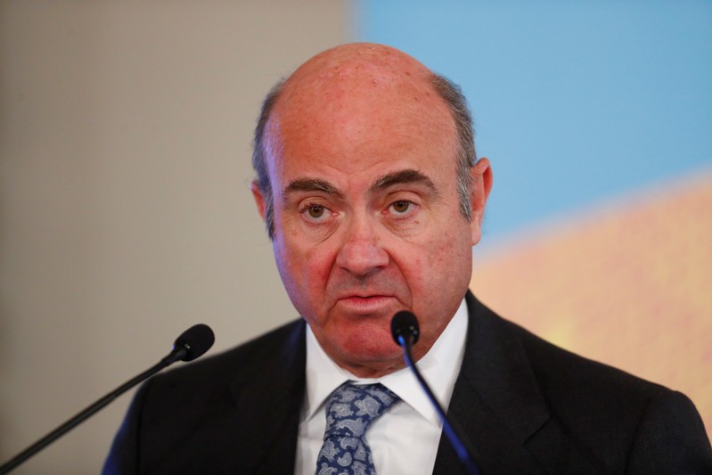 Vice-President of the European Central Bank Luis de Guindos speaks during an event in Riga
