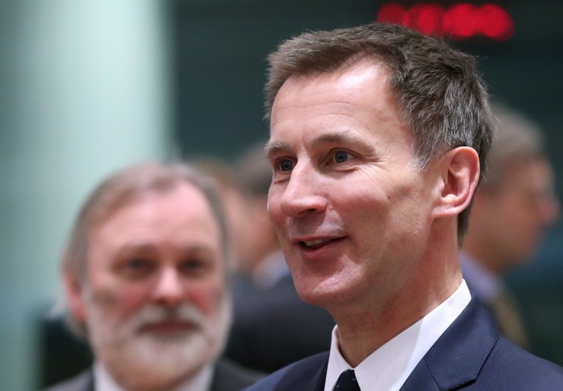 Britain's Foreign Secretary Jeremy Hunt takes part in a EU foreign ministers' meeting in Brussels