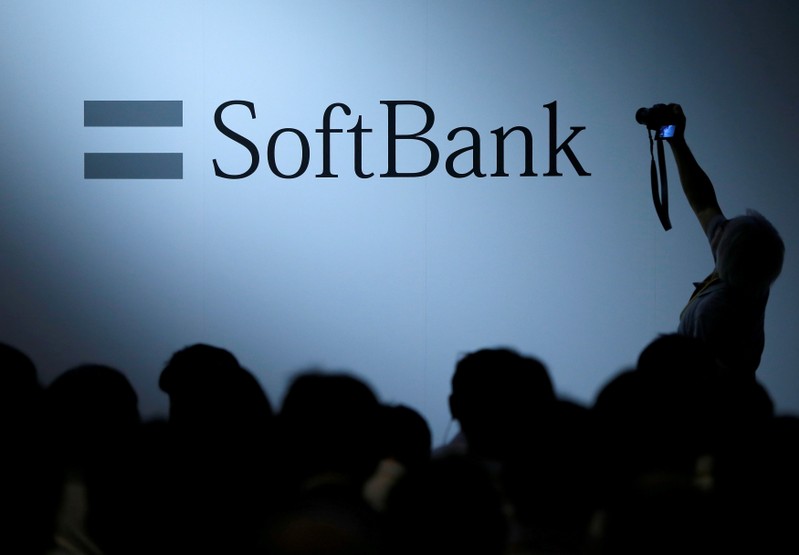 FILE PHOTO: The SoftBank Group logo displayed at the SoftBank World 2017 conference in Tokyo