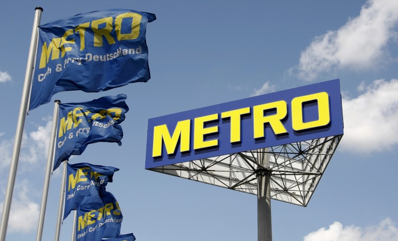 File photo of logo of Germany's biggest retailer Metro AG pictured at a Metro cash and carry in Berlin
