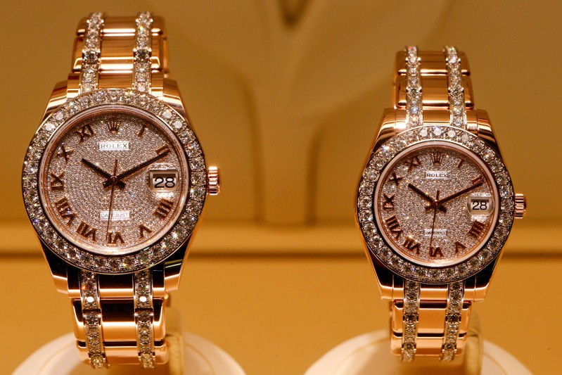 Rolex Datejust watches are displayed at the Baselworld Watch and Jewellery Show in Basel