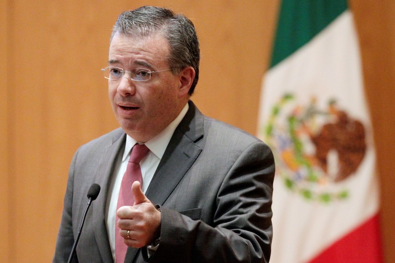 FILE PHOTO: Mexico's Central Bank Governor Alejandro Diaz de Leon gestures during a conference in Mexico City