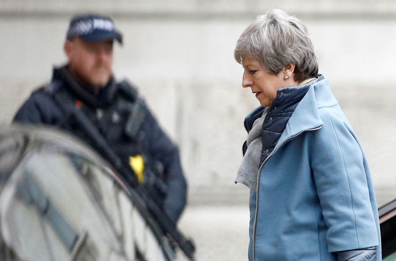Britain's Prime Minister Theresa May is seen outside Downing Street in London