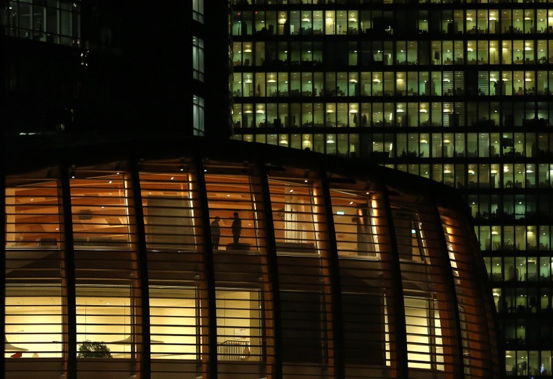 Offices are seen at the Gae Aulenti square at Porta Nuova district downtown Milan