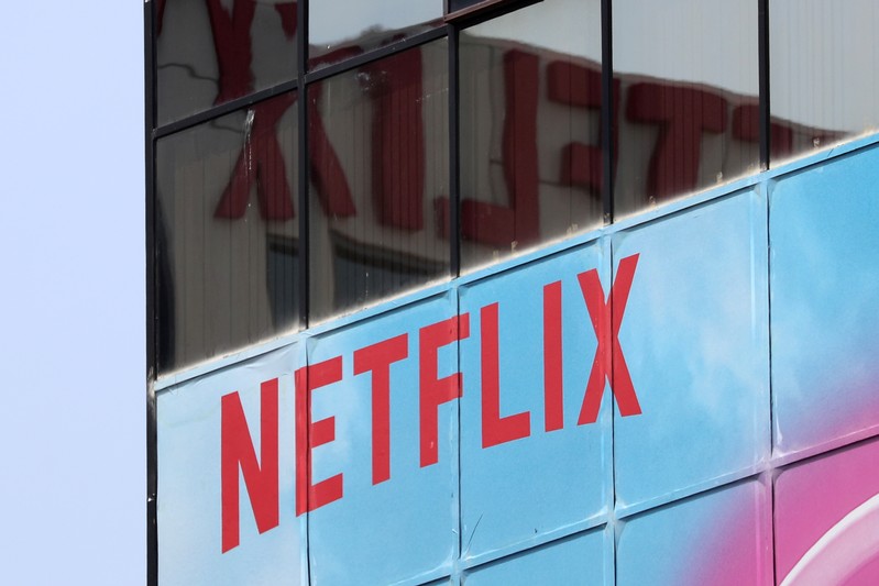 FILE PHOTO: The Netflix logo is seen on their office in Hollywood, Los Angeles