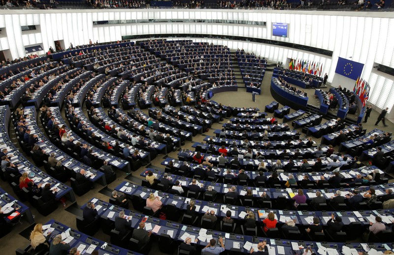 Members of the European Parliament take part in a voting session in Strasbourg