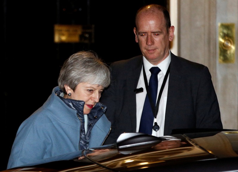 British Prime Minister Theresa May leaves Downing Street in London