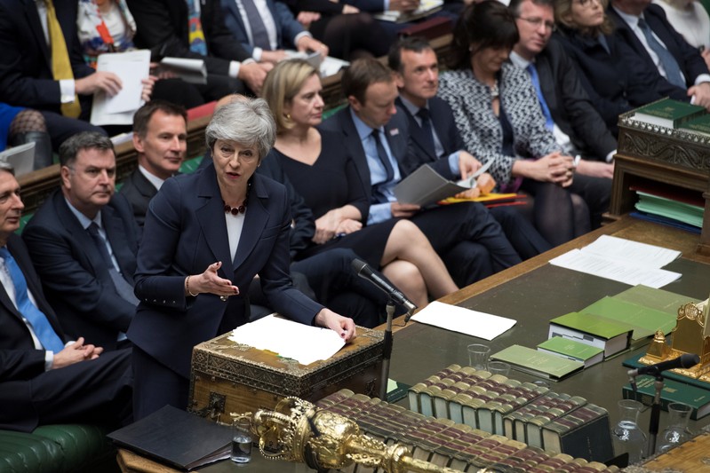 British PM May speaks at the House of Commons in London