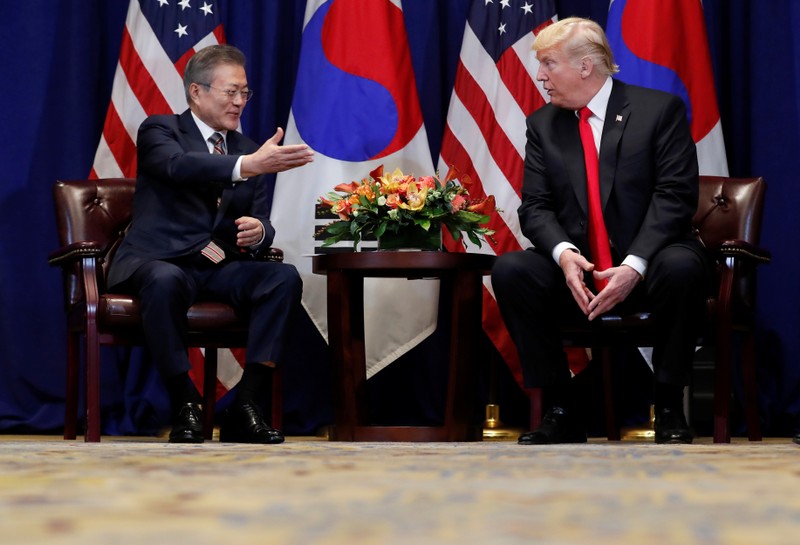 U.S. President Trump holds a bilateral meeting with South Korean President Moon on sidelines of the United Nations General Assembly in New York