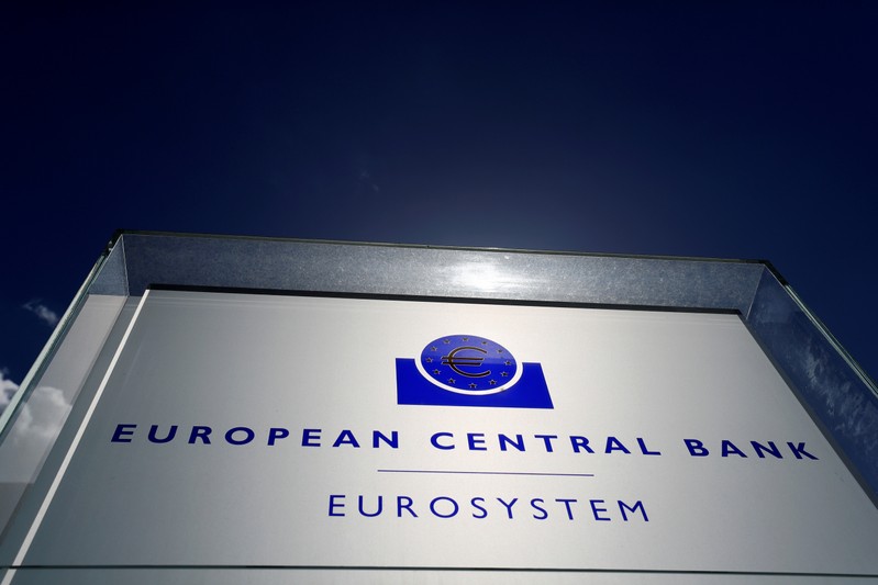 FILE PHOTO: The logo of the European Central Bank (ECB) is pictured outside its headquarters in Frankfurt