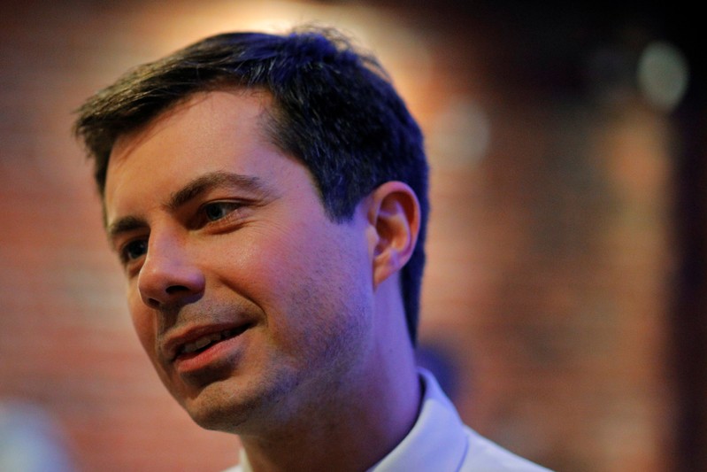 Democratic 2020 U.S. presidential candidate Buttigieg greets voters in Portsmouth
