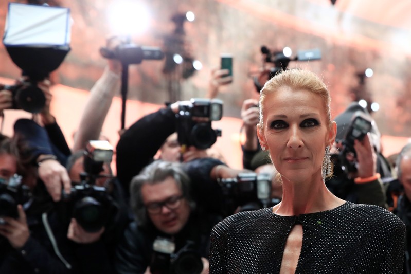 Singer Celine Dion poses before the Haute Couture Spring-Summer 2019 collection show by designer Alexandre Vauthier in Paris