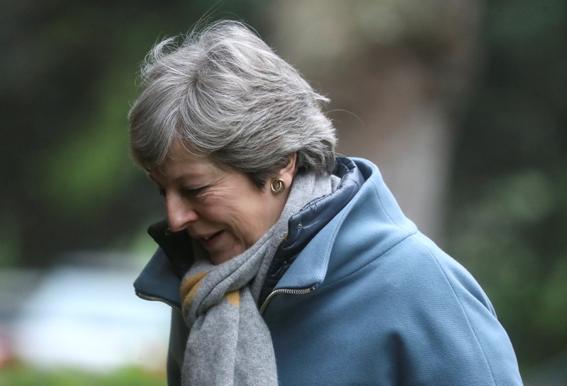 Britain's Prime Minister Theresa May arrives at church near High Wycombe