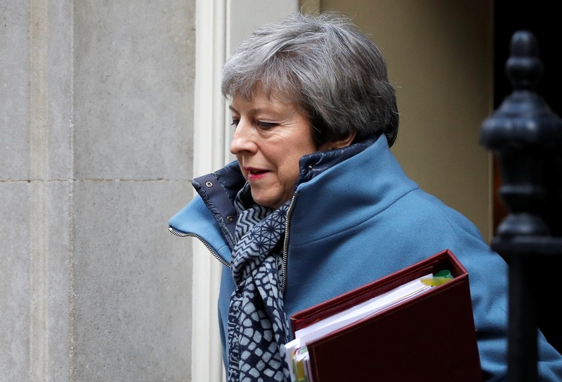 FILE PHOTO - British Prime Minister Theresa May is seen outside Downing Street in London