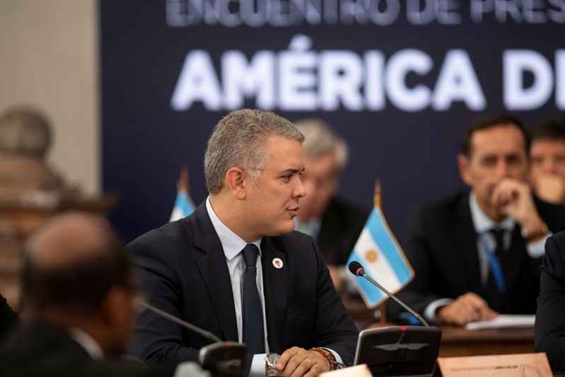 Colombia's President Ivan Duque attends the Prosur summit of South American leaders at La Moneda palace in Santiago