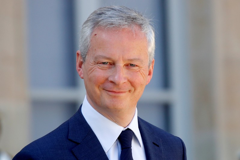 French Finance and Economy Minister Bruno Le Maire leaves after a meeting at the Elysee Palace in Paris