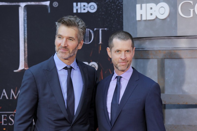 FILE PHOTO: David Benioff and D.B. Weiss arrive for the premiere of the final season of