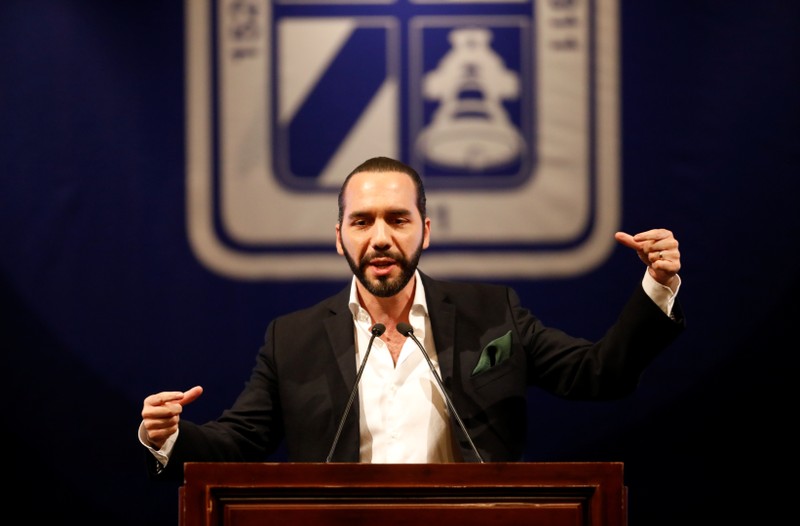 El Salvador's president-elect Nayib Bukele talks during the presentacion of downtown San Salvador Revitalization Project at the National Theater in San Salvador