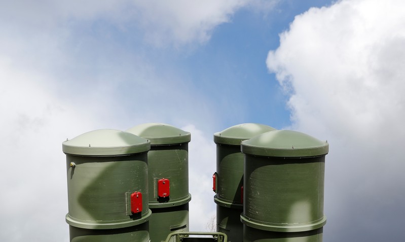 A view shows S-400 surface-to-air missile system after its deployment near Kaliningrad