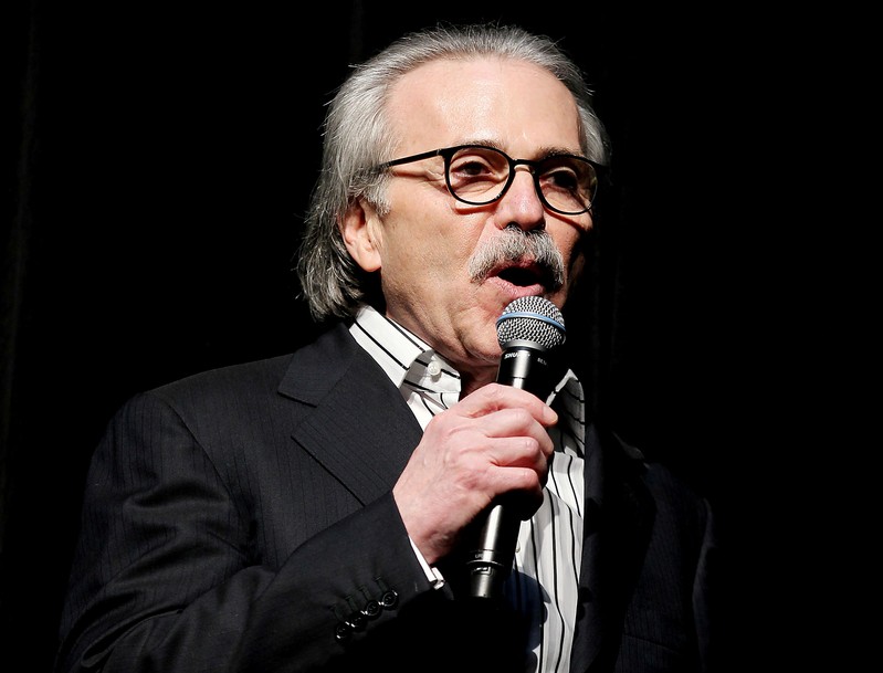 FILE PHOTO: David Pecker, chairman and CEO of American Media, speaks at the Shape and Men's Fitness Super Bowl Party in New York