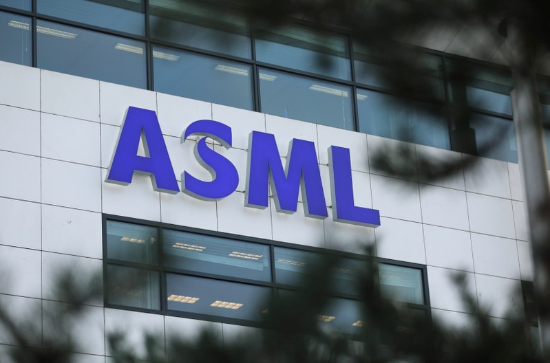 ASML Holding logo is seen at company's headquarters in Eindhoven