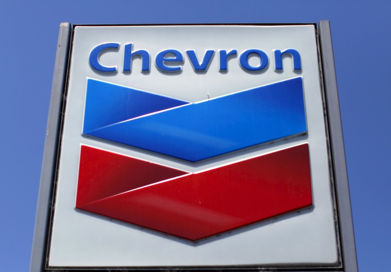 File photo of a Chevron gas station sign in Del Mar, California