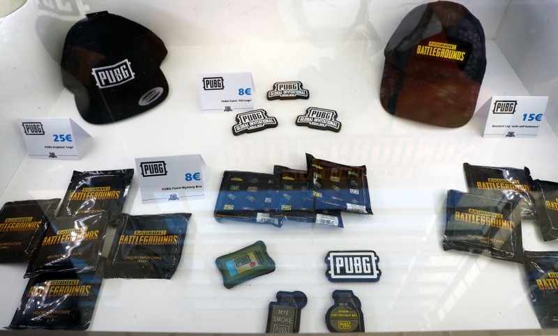FILE PHOTO: Merchandising products are pictured at the PUBG Global Invitational 2018, the first official esports tournament for the computer game PlayerUnknown's Battlegrounds in Berlin