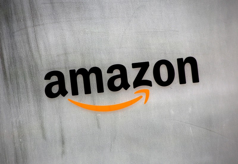FILE PHOTO: File photo of Amazon.com's logo at Amazon Japan's office building in Tokyo