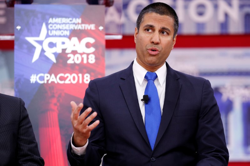 FILE PHOTO: Chairman of the Federal Communications Commission Ajit Pai speaks at the Conservative Political Action Conference (CPAC) at National Harbor, Maryland