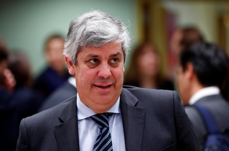FILE PHOTO: Eurogroup President Centeno attends a eurozone finance ministers meeting in Brussels