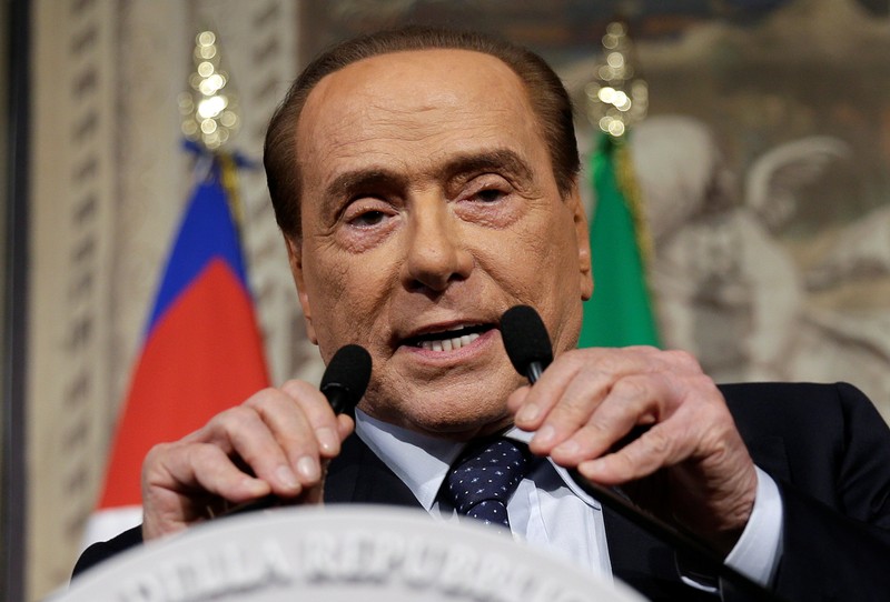 Forza Italia leader Berlusconi speaks following a talk with Italian President Sergio Mattarella at the Quirinale palace in Rome