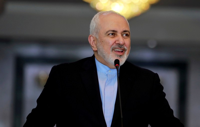 FILE PHOTO: Iranian Foreign Minister Mohammad Javad Zarif speaks during a news conference with Iraqi Foreign Minister Mohamed Ali Alhakim, in Baghdad