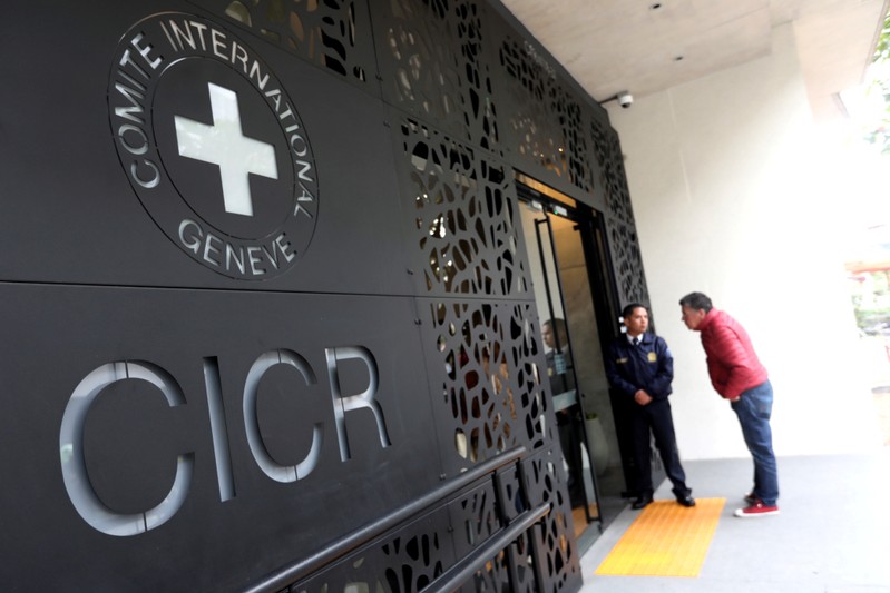 FILE PHOTO: The logo of the International Committee of the Red Cross (ICRC) delegation in Colombia is seen in Bogota