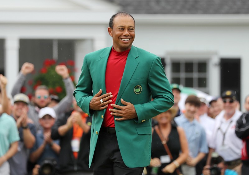 Tiger woods celebrates after winning the 2019 Masters