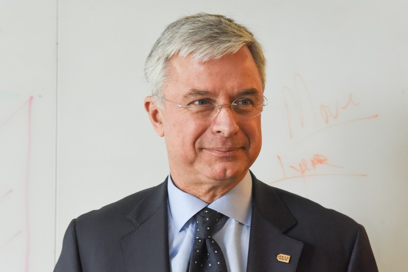 Hubert Joly, the CEO of Best Buy, poses for a photograph before an interview with Reuters in New York