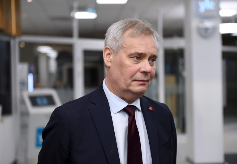 Chairman of The Social Democratic Party Antti Rinne speaks to media at the Finnish Broadcasting Company Yle studios in Helsinki