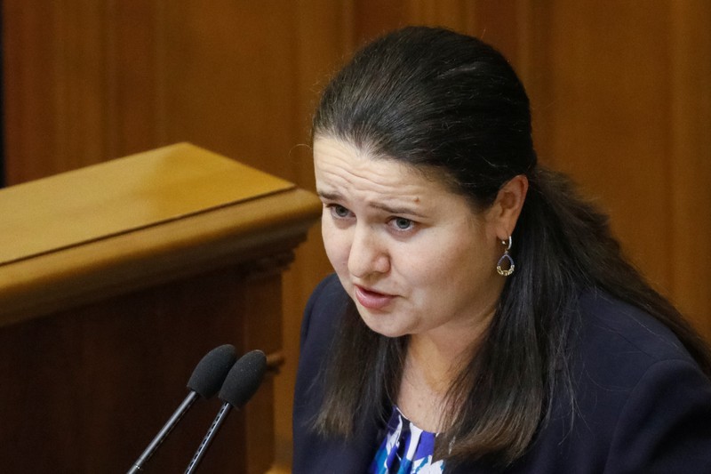Newly-appointed Ukrainian Finance Minister Oksana Markarova attends a parliament session in Kiev