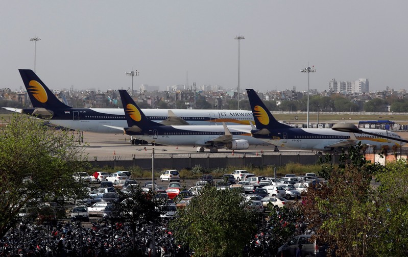 Jet Airways aircrafts are seen parked at the Indira Gandhi International Airport in New Delhi