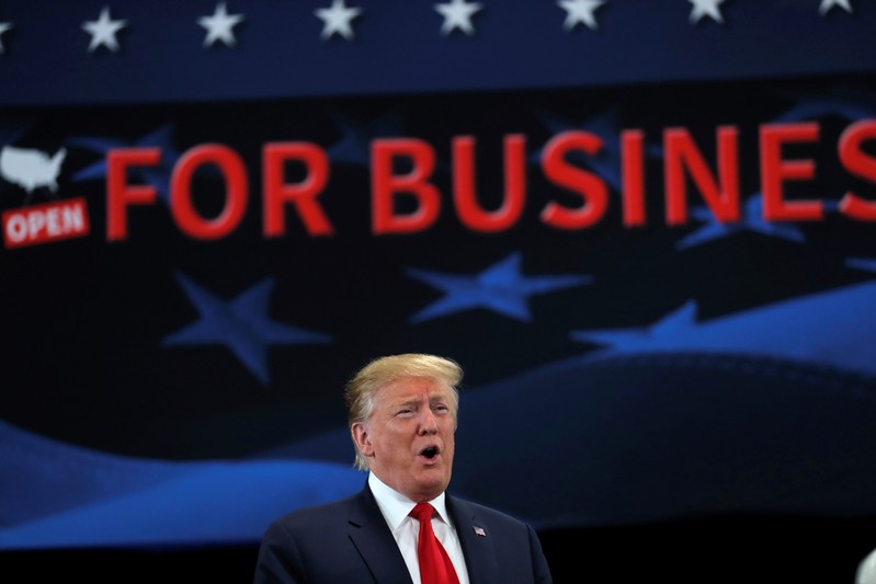 U.S. President Trump visits Nuss Truck & Equipment in Burnsville, Minnesota