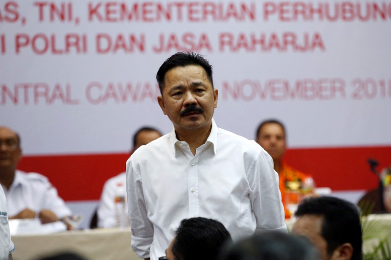 FILE PHOTO: Founder of Lion Air Group Rusdi Kirana stands as he hears questions from families of passengers on flight JT610 in Jakarta