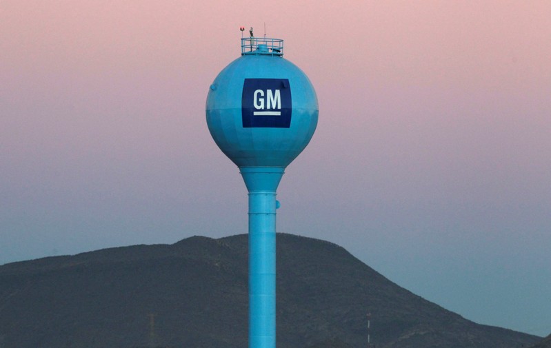 FILE PHOTO: The GM logo is seen at the General Motors Assembly Plant in Ramos Arispe